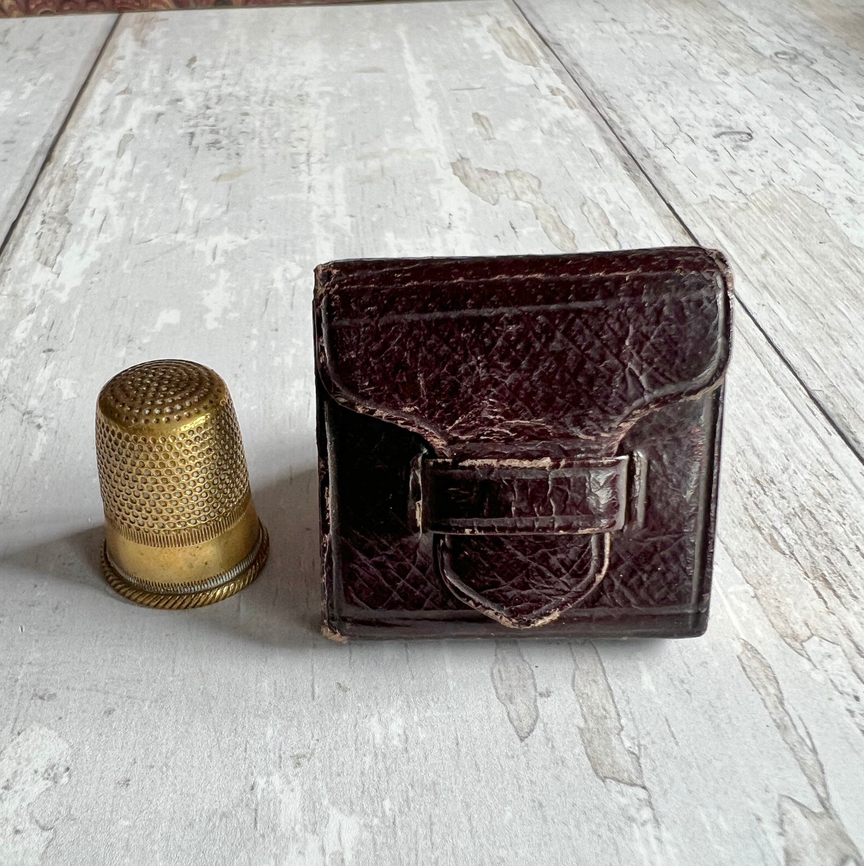 Miniature London Almanac 1858  1" tall Leather Doll Size Almanack Book AF