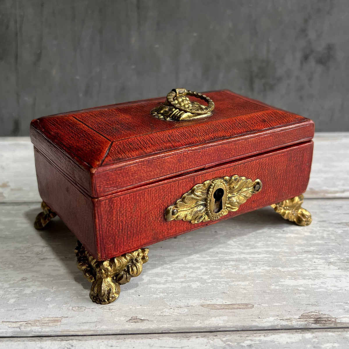 19th Century Georgian Childs Red Leather Sewing Box C 1810 AF