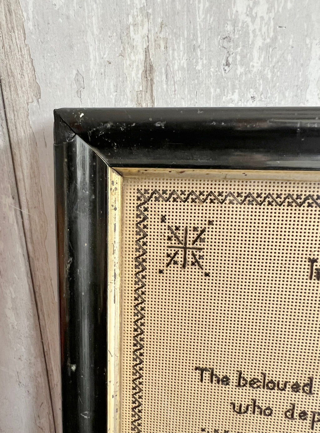 Antique Perforated Paper Mourning Sampler For Baby Harry Fry 1866