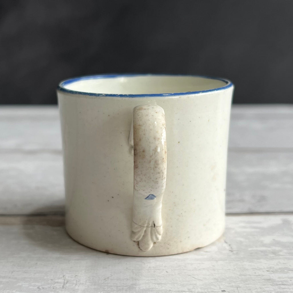 Rare 1820s Childs Motto Mug, English Pearlware Nursery Ware