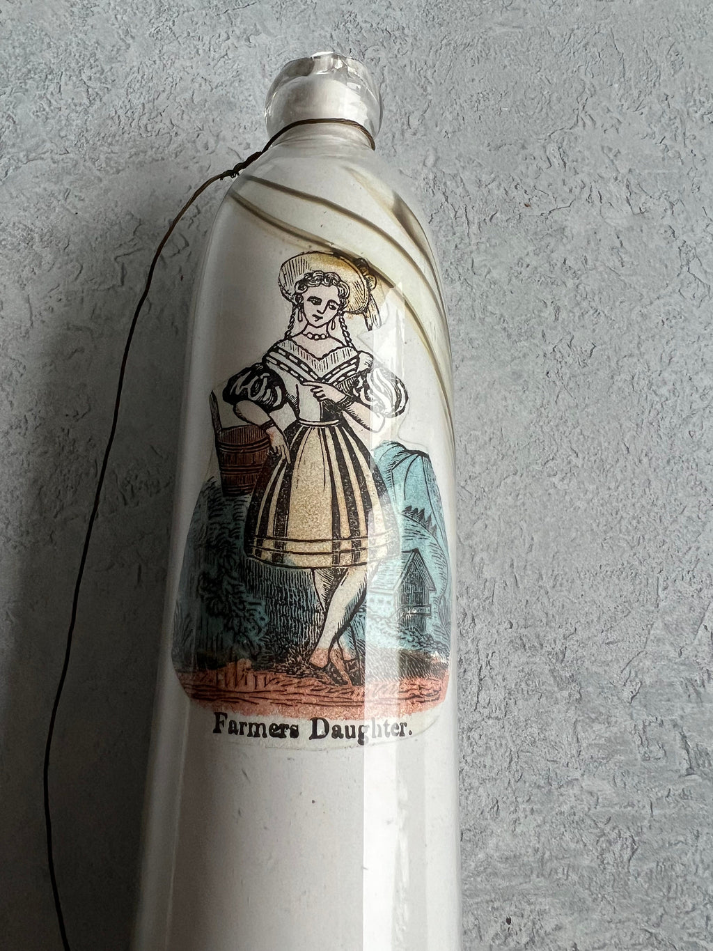 Antique Victorian Decalcomania Rolling Pin Scottish Highlander C 1860
