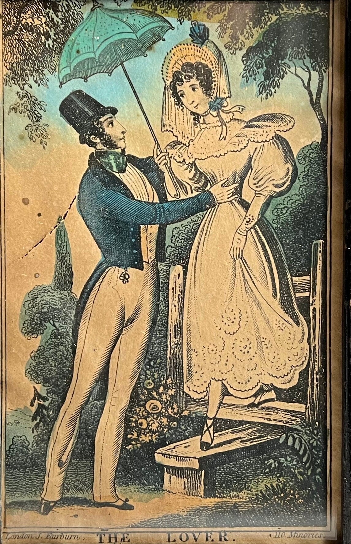 19th Century Cottage Print The Lover Engraving by J Fairburn C 1835