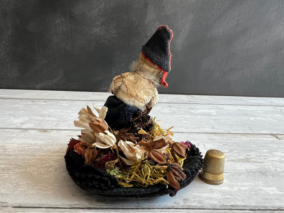 Antique Pen Wipe Knitting Doll In Glass Dome Circa 1860s