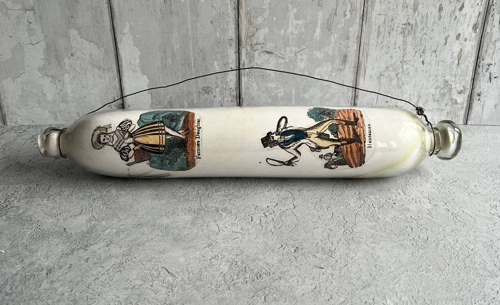 Antique Victorian Decalcomania Rolling Pin Scottish Highlander C 1860