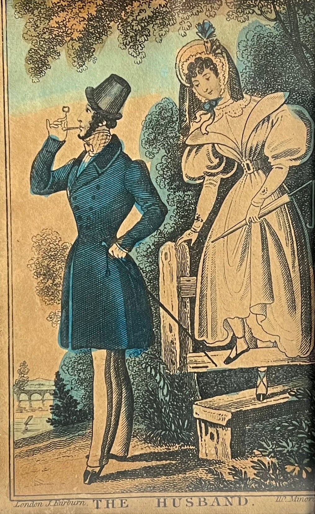 19th Century Miniature Nursery Print The Husband Engraving by J Fairburn C 1835