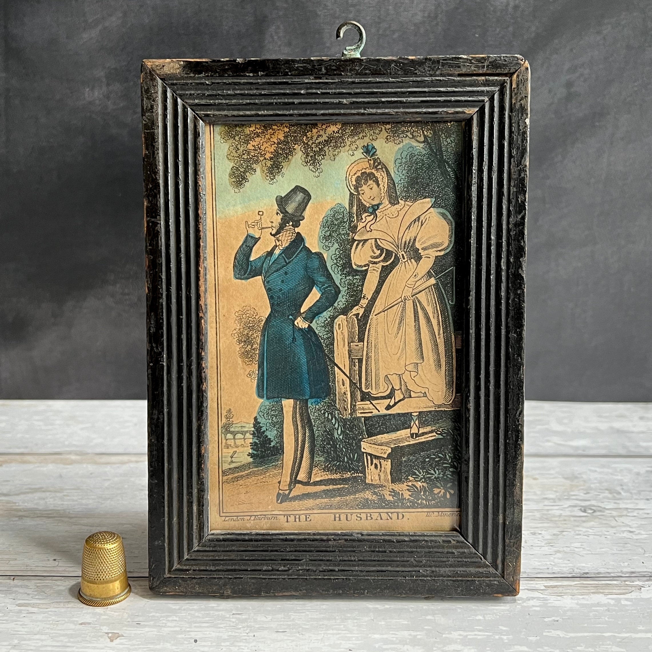 19th Century Miniature Nursery Print The Husband Engraving by J Fairburn C 1835