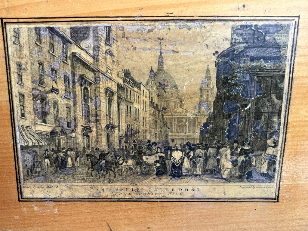 Antique St Paul's Cathedral Paint Box 1840s Whitewood Tunbridge Ware