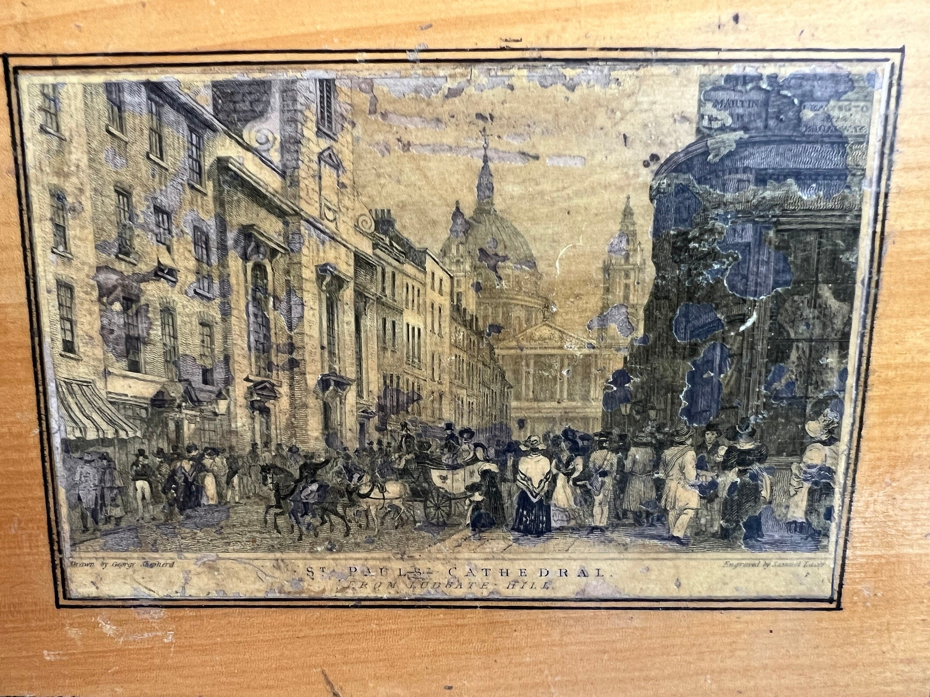 Antique St Paul's Cathedral Paint Box 1840s Whitewood Tunbridge Ware