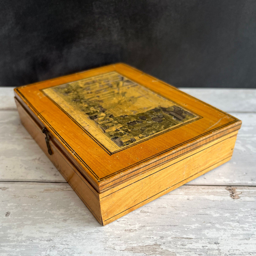 Antique St Paul's Cathedral Paint Box 1840s Whitewood Tunbridge Ware