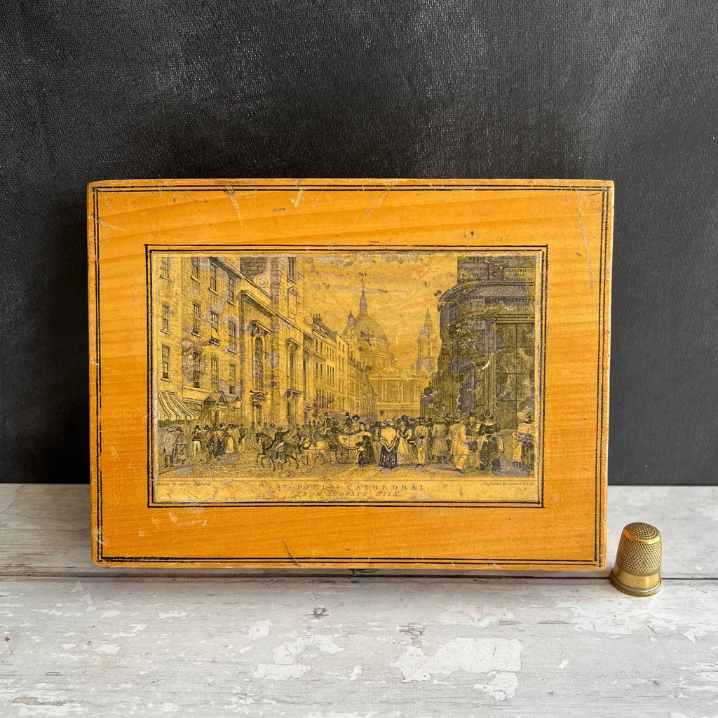 Antique St Paul's Cathedral Paint Box 1840s Whitewood Tunbridge Ware