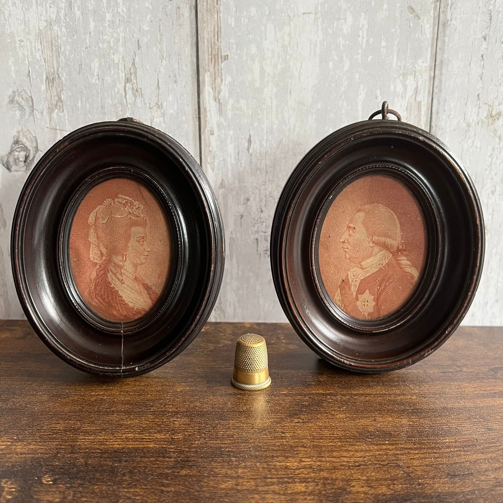 Georgian Miniature Engravings King George III & Queen Charlotte Circa 1780
