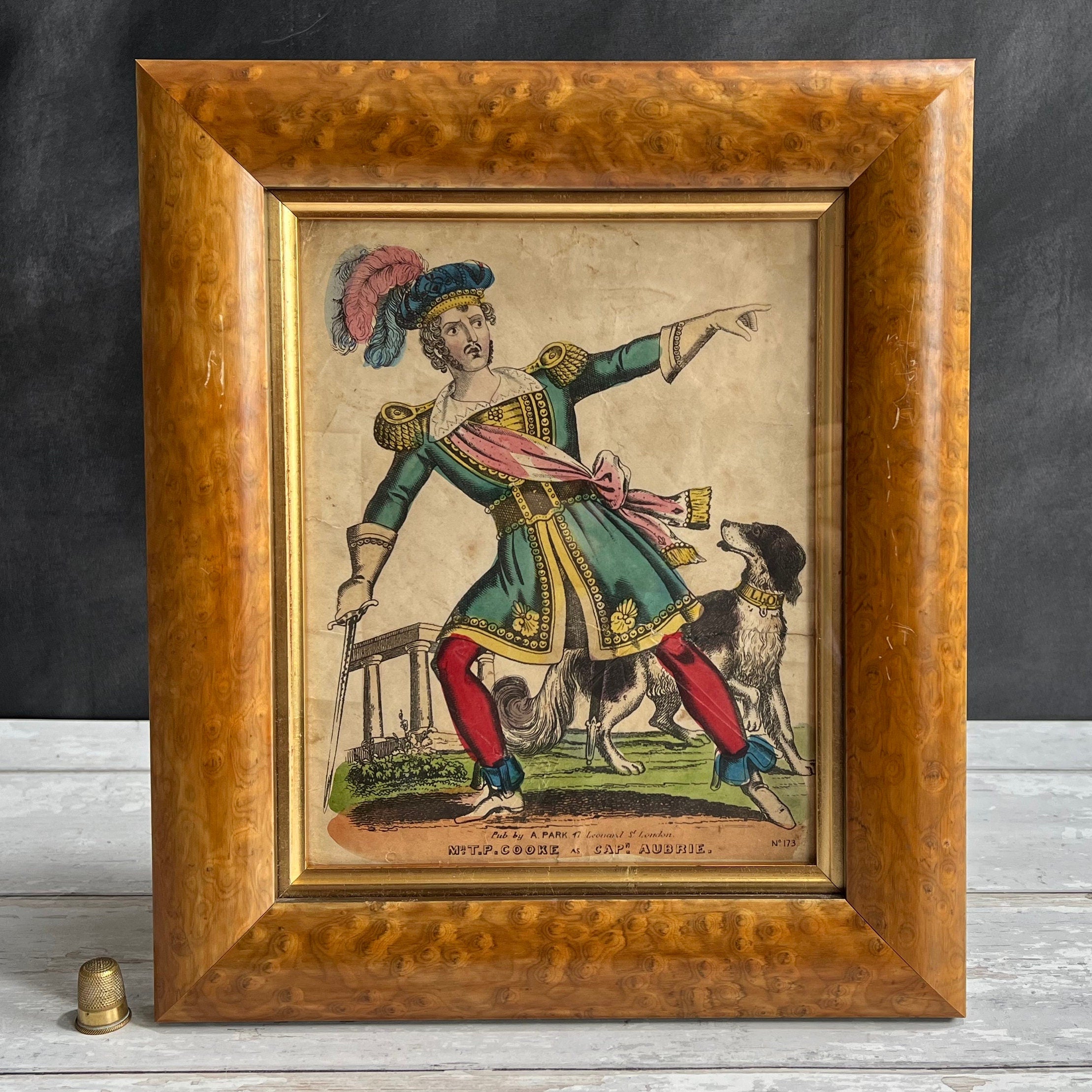 19th Century Theatrical Engraving Print T P Cooke Dog of Montargis Framed