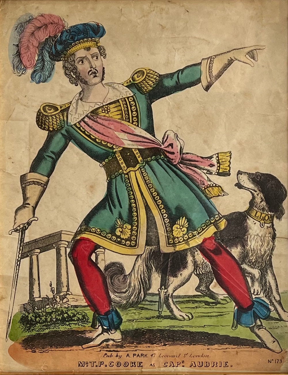 19th Century Theatrical Engraving Print T P Cooke Dog of Montargis Framed