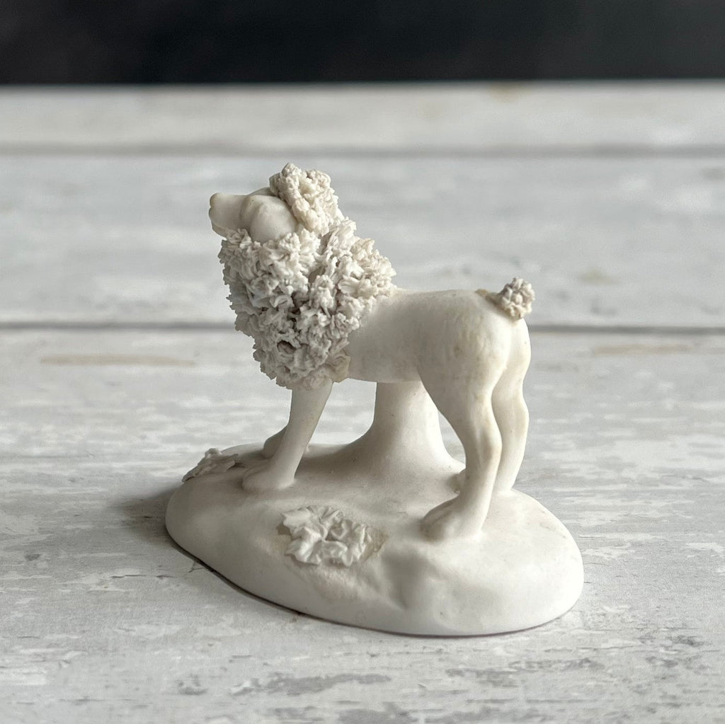 Miniature Chamberlain's Worcester TOY Dog Biscuit Porcelain Poodle with Lion Clip Circa 1830s AF