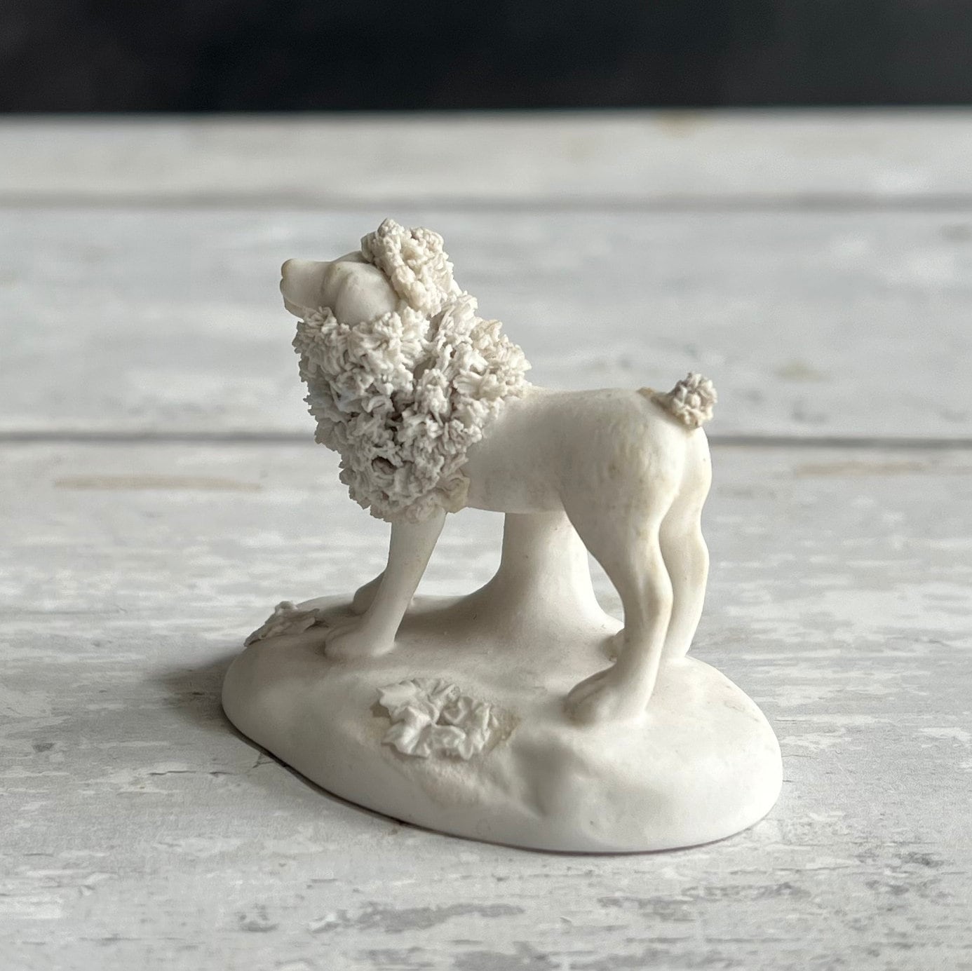 Miniature Chamberlain's Worcester TOY Dog Biscuit Porcelain Poodle with Lion Clip Circa 1830s AF