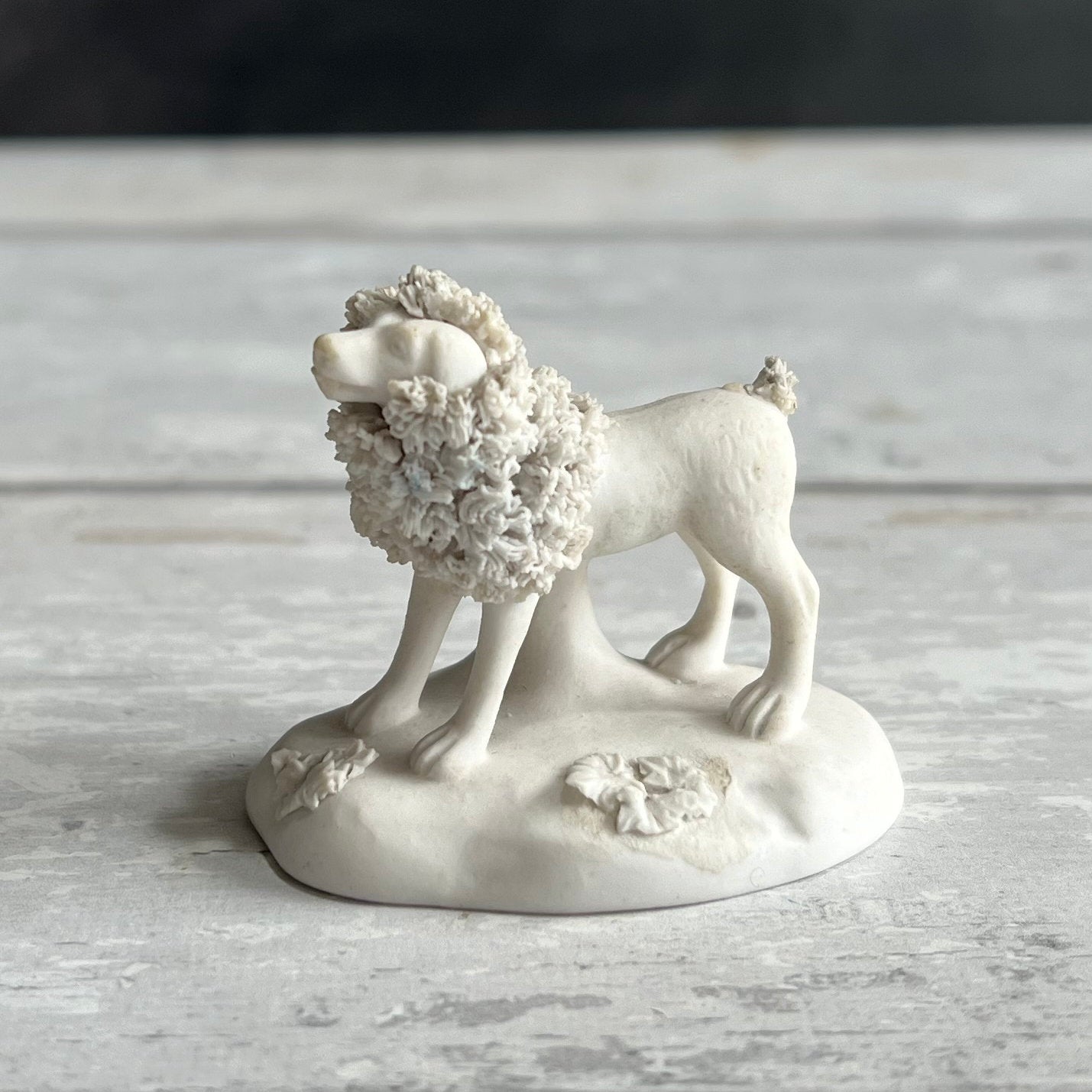 Miniature Chamberlain's Worcester TOY Dog Biscuit Porcelain Poodle with Lion Clip Circa 1830s AF