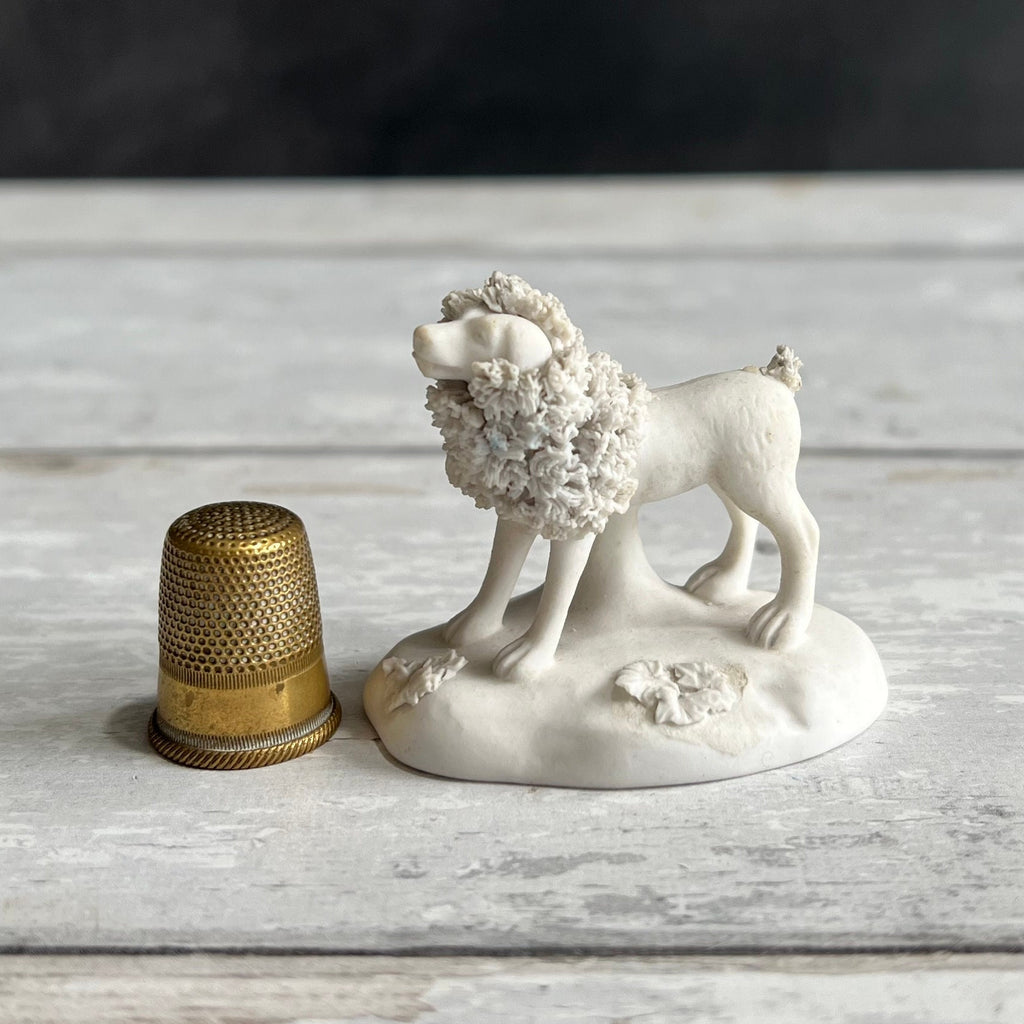 Miniature Chamberlain's Worcester TOY Dog Biscuit Porcelain Poodle with Lion Clip Circa 1830s AF