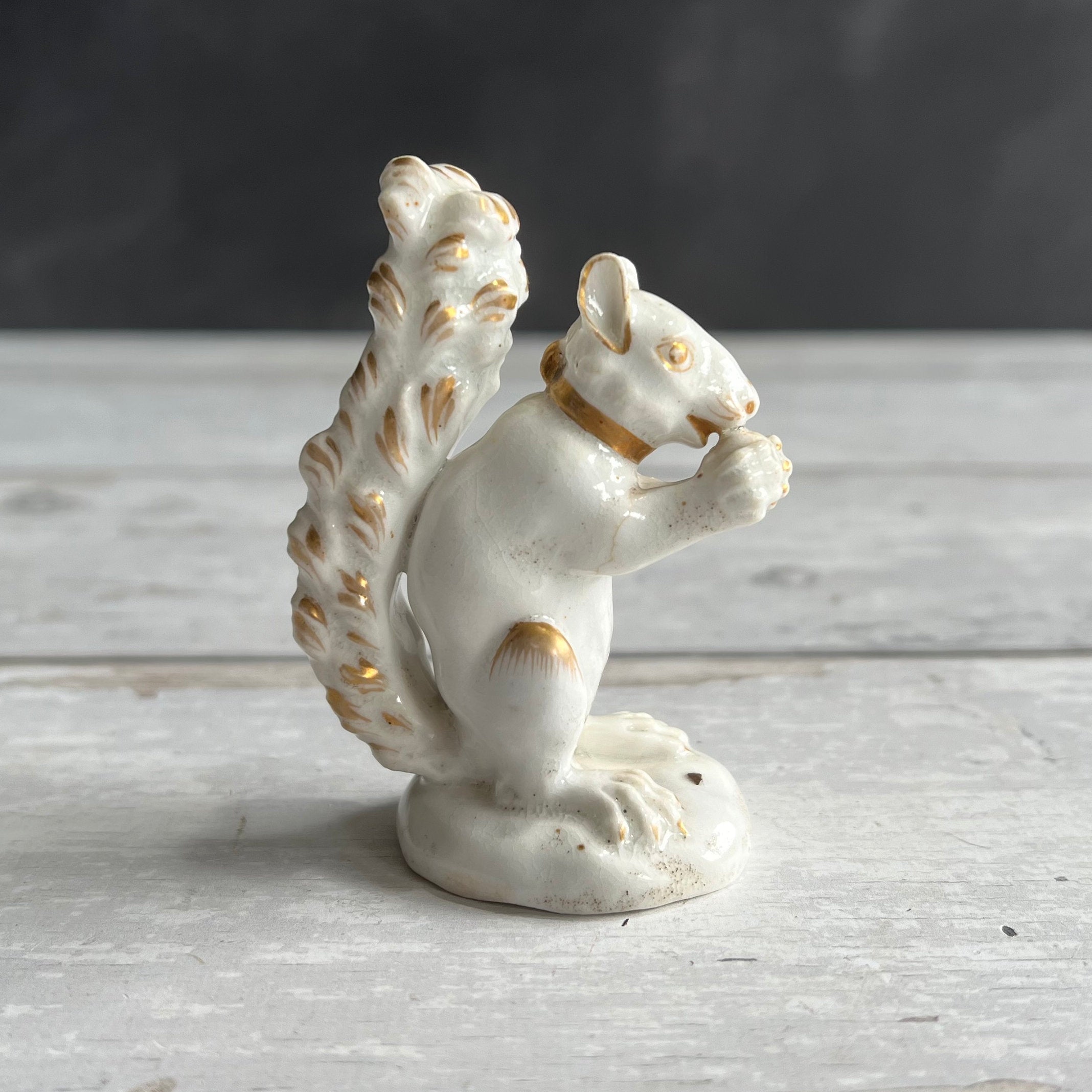 RARE 19th Century Antique Derby White Porcelain Squirrel Figure C 1810