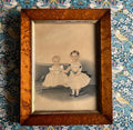 Antique Painting Portrait of Children Two Sisters Georgian Circa 1825