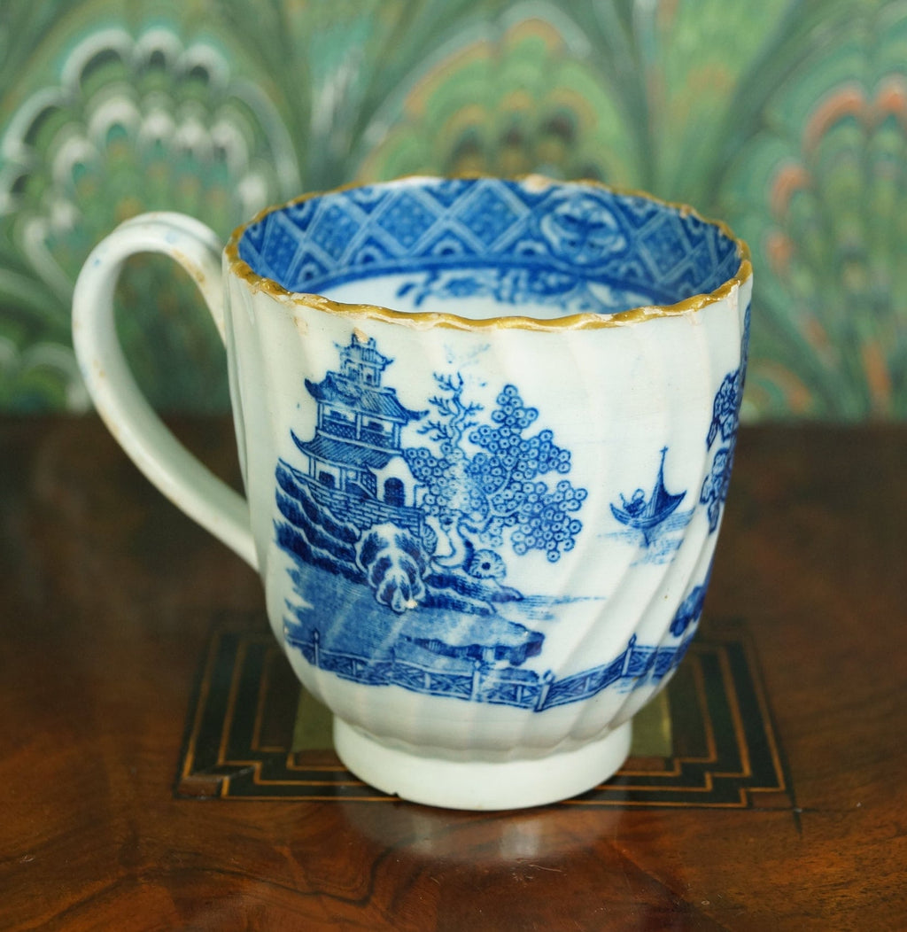 Coffee Cup Blue and White Transferware Pearlware English With Provenance Circa 1810 AF