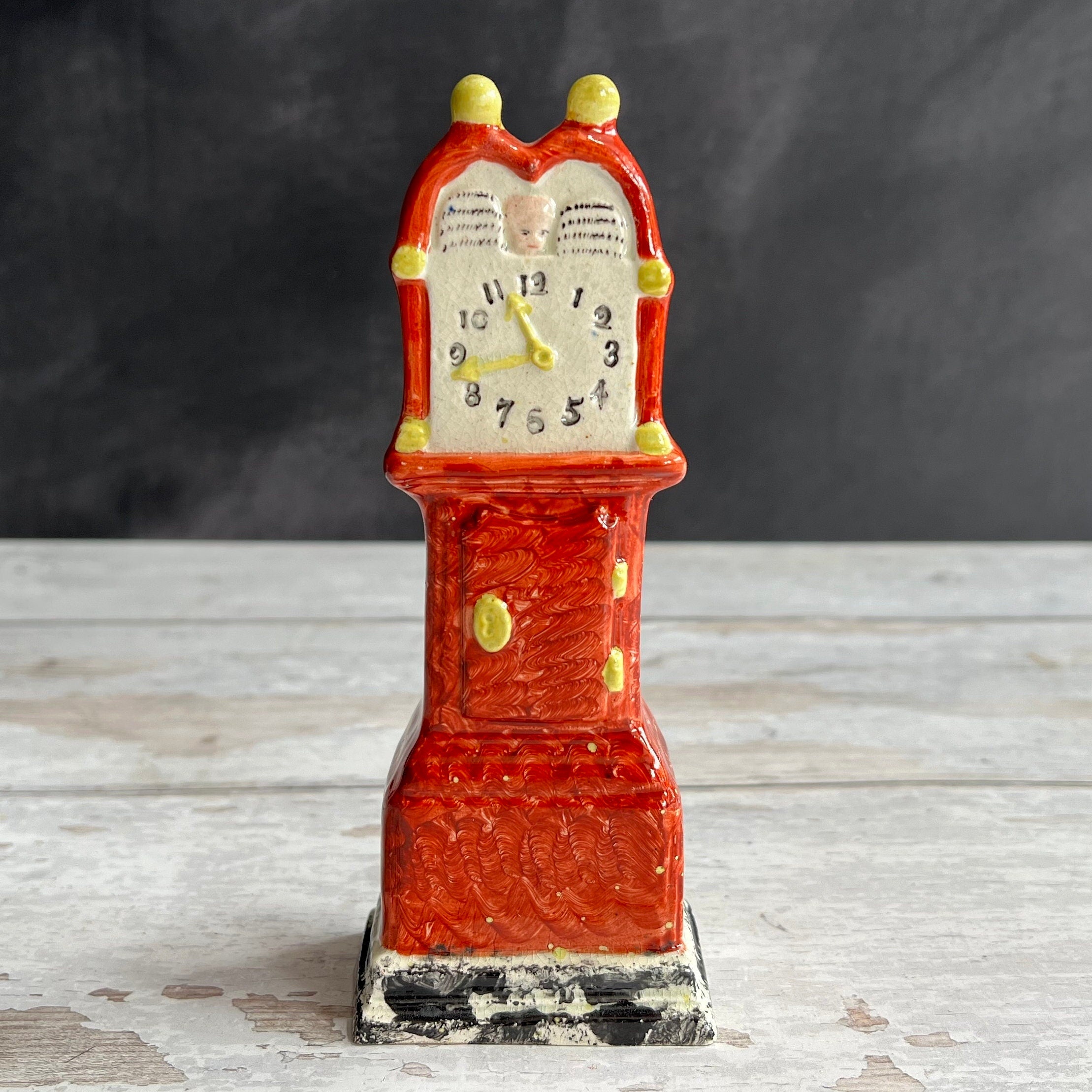 Miniature Staffordshire Pearlware Long Case Clock Model Grandfather Clock C 1820