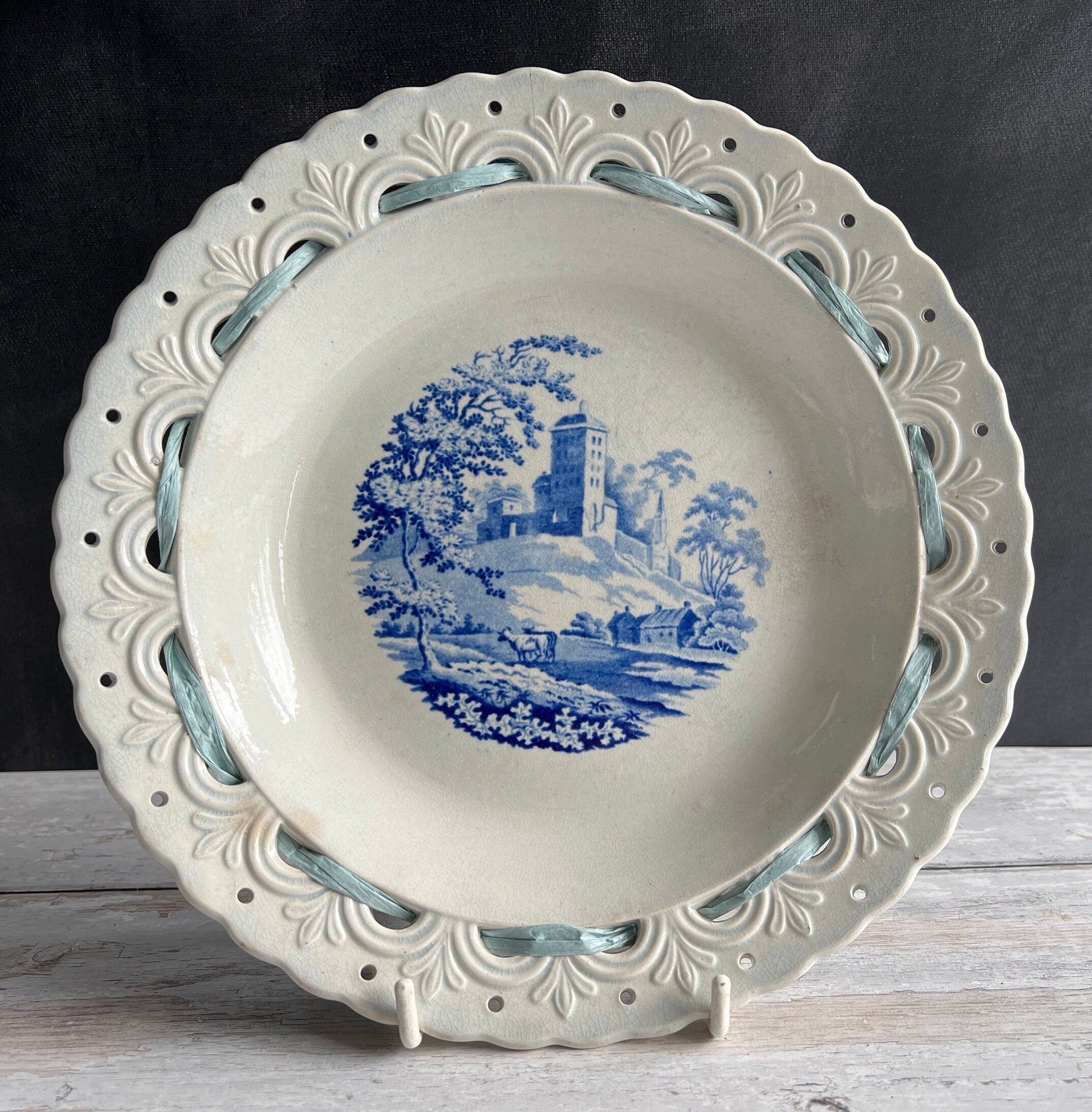 Antique Blue and White Plate English Pearlware Transferware Circa 1830 AF