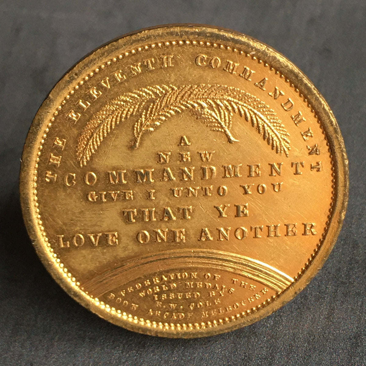 Antique Australian Gilt Bronze Medal E W Cole Circa 1885