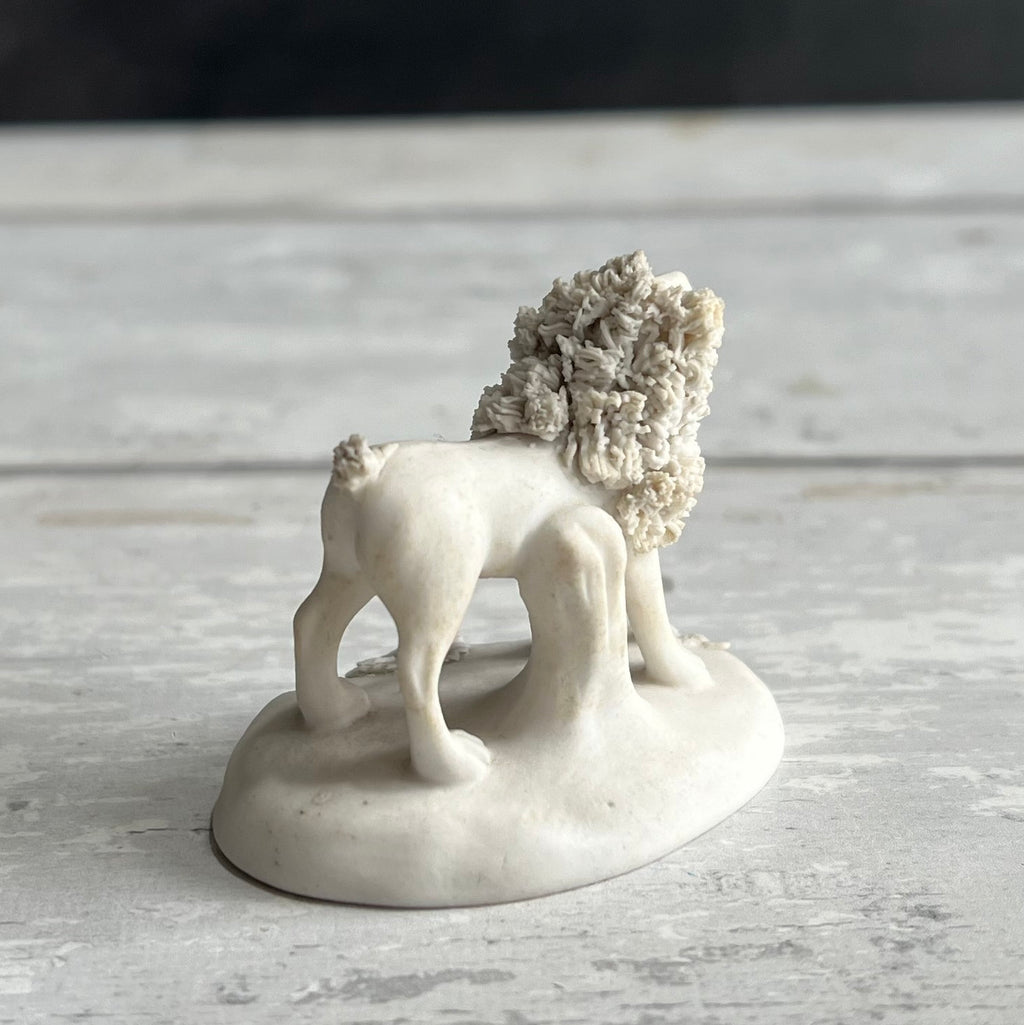 Miniature Chamberlain's Worcester TOY Dog Biscuit Porcelain Poodle with Lion Clip Circa 1830s AF
