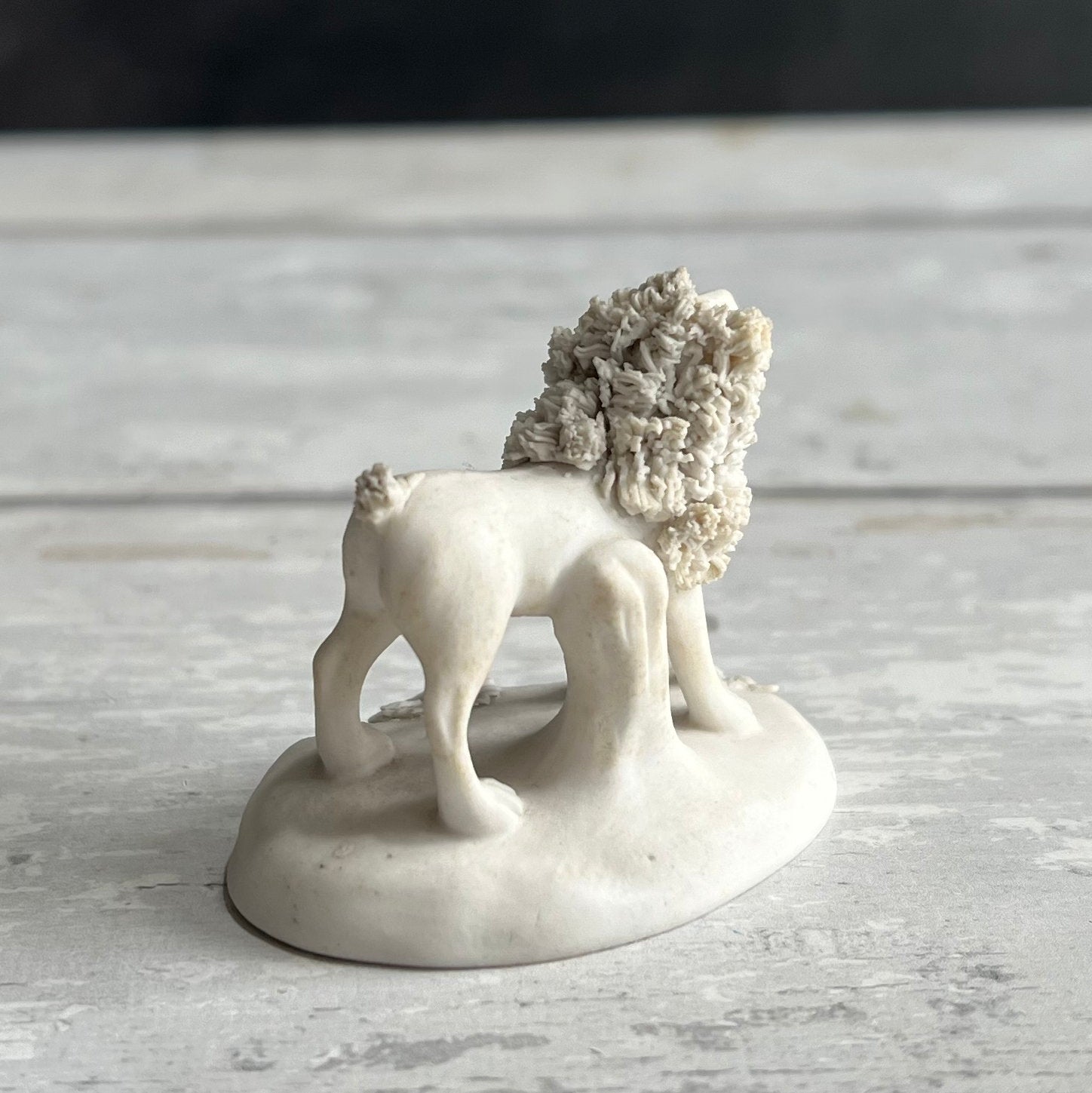 Miniature Chamberlain's Worcester TOY Dog Biscuit Porcelain Poodle with Lion Clip Circa 1830s AF