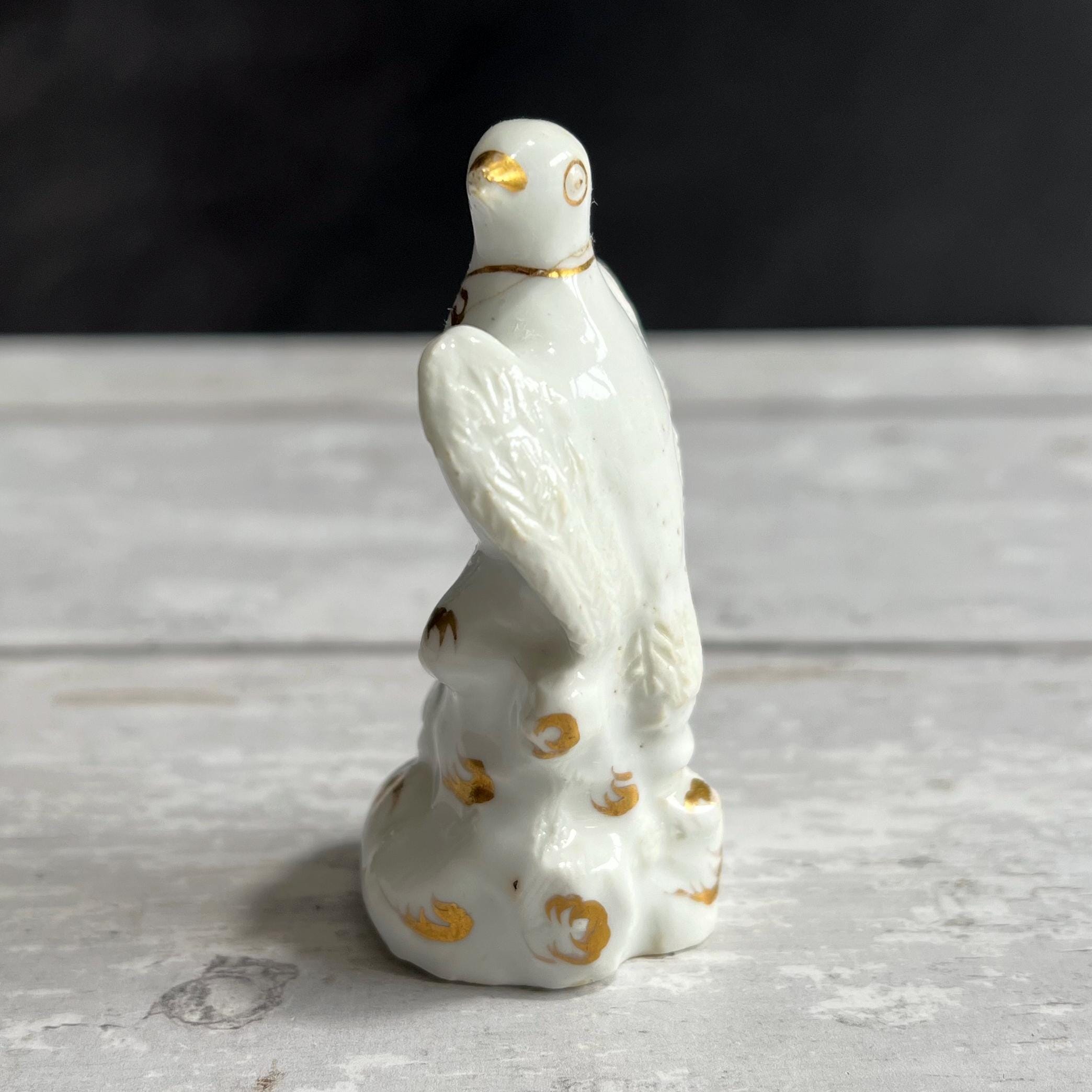 Rockingham Toy Dove Figure White and Gilt RARE Circa 1826 AF