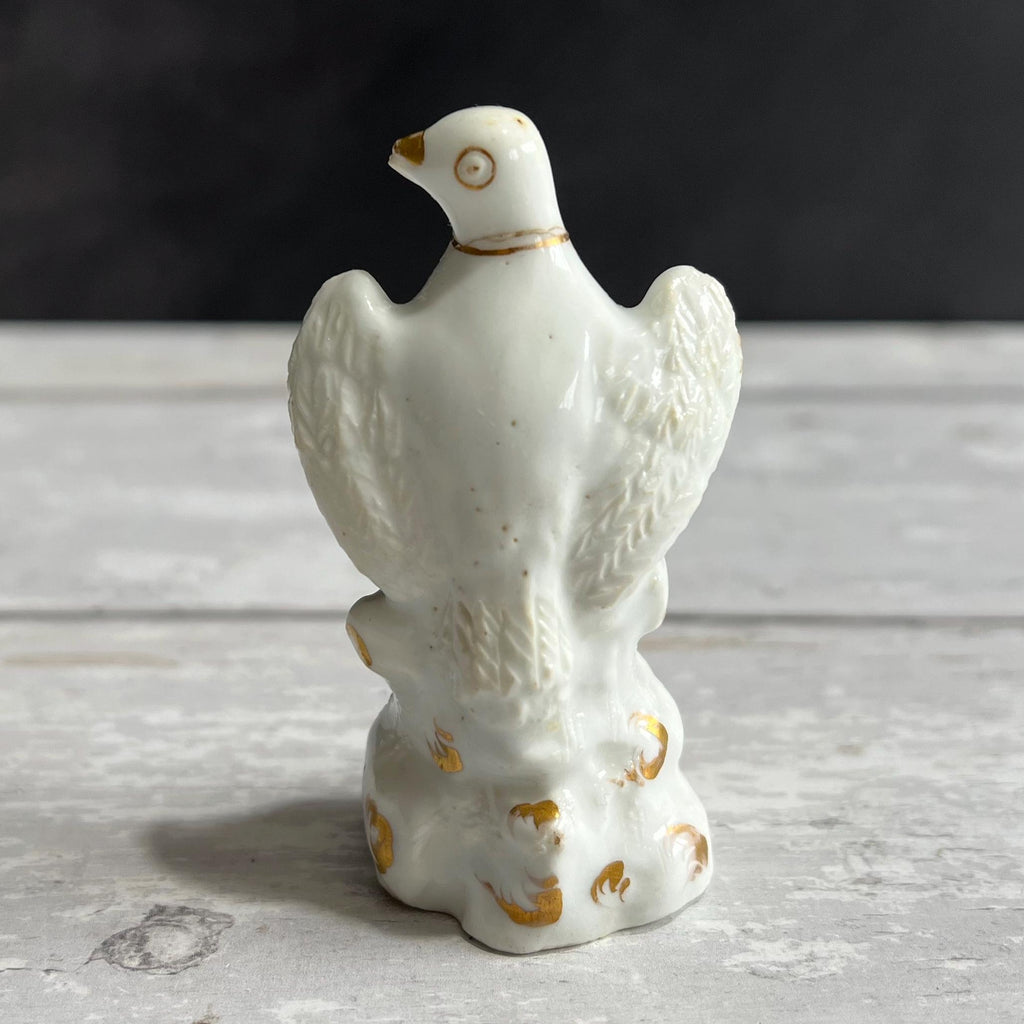 Rockingham Toy Dove Figure White and Gilt RARE Circa 1826 AF