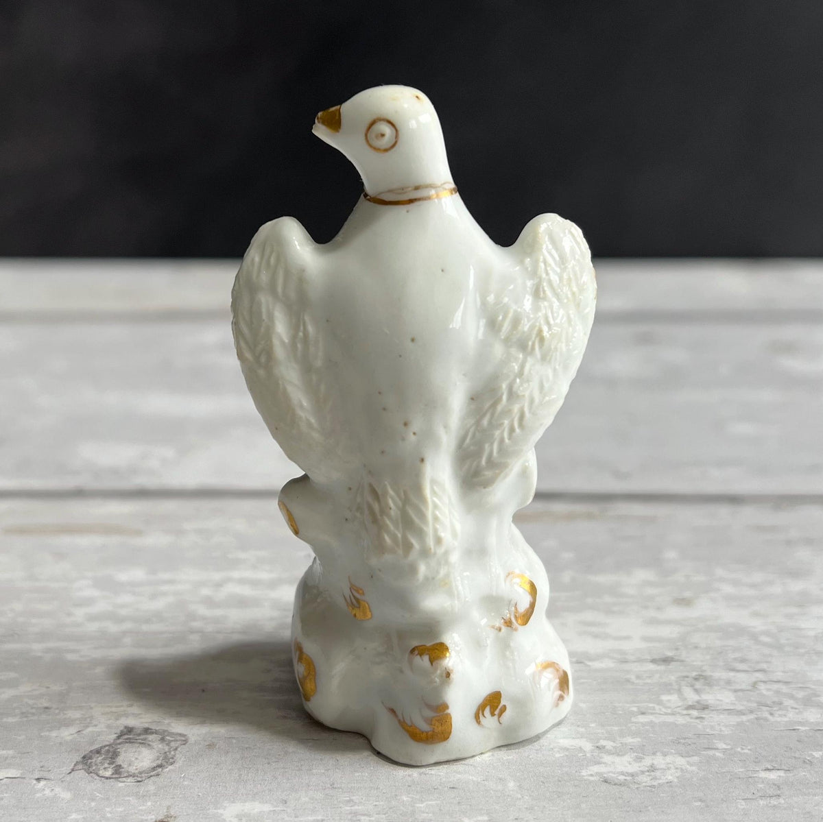 Rockingham Toy Dove Figure White and Gilt RARE Circa 1826 AF
