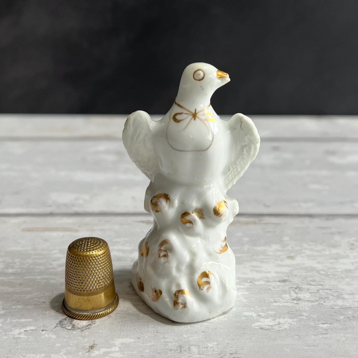 Rockingham Toy Dove Figure White and Gilt RARE Circa 1826 AF