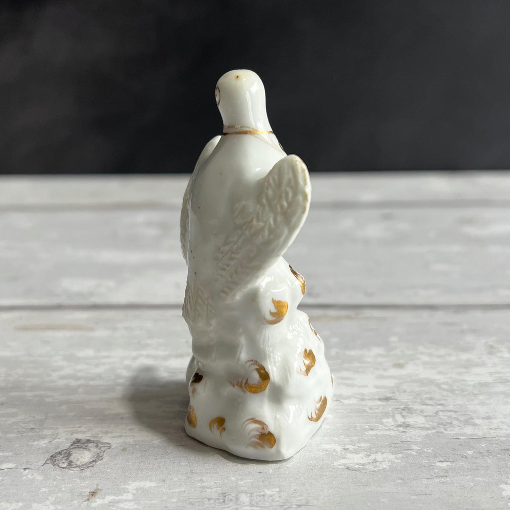 Rockingham Toy Dove Figure White and Gilt RARE Circa 1826 AF