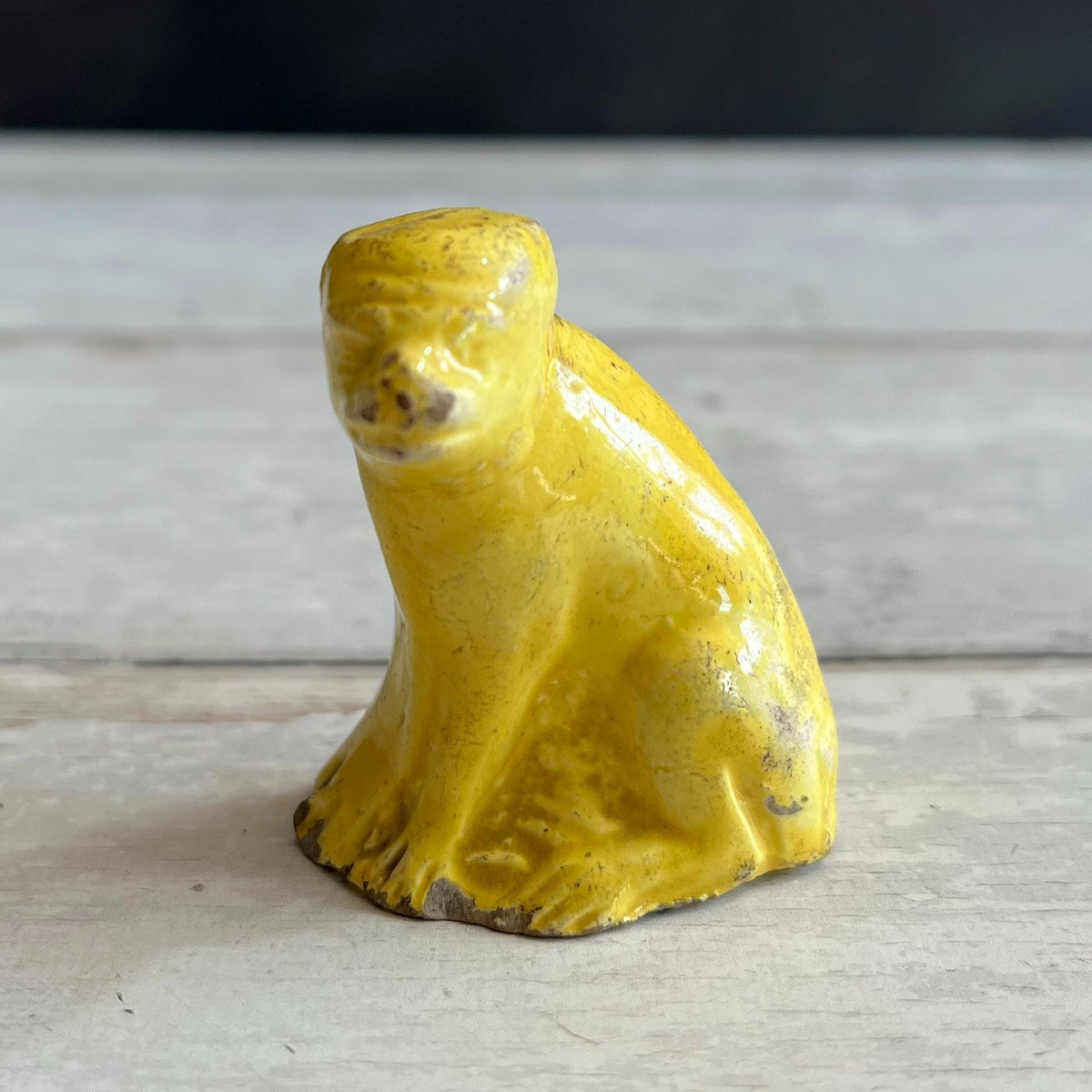 Rare 18th Century TOY Dog Figure Canary Yellow Ware C 1790