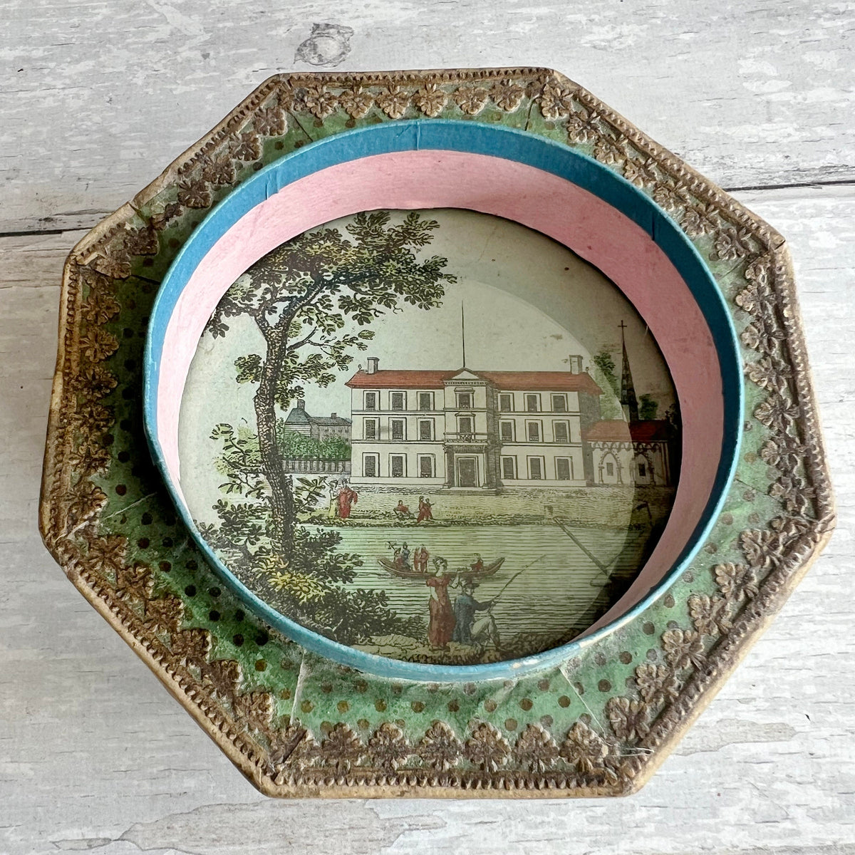 19th Century Octagonal Double Dragee Box Bonbon Box Pin Cushion C 1810