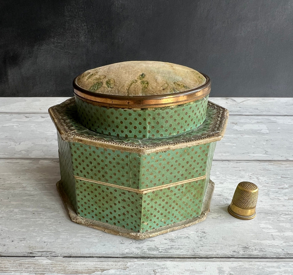 19th Century Octagonal Double Dragee Box Bonbon Box Pin Cushion C 1810