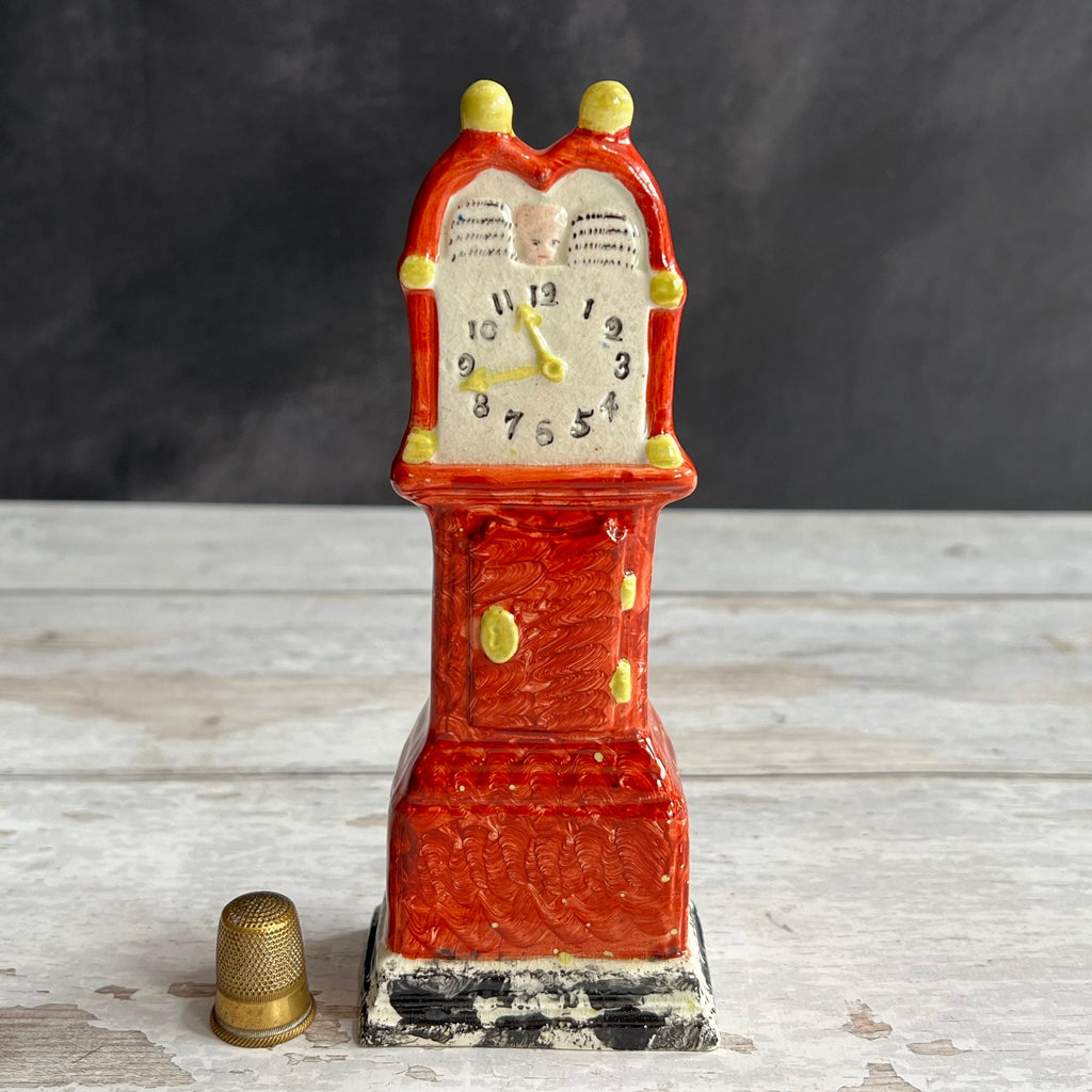 Miniature Staffordshire Pearlware Long Case Clock Model Grandfather Clock C 1820