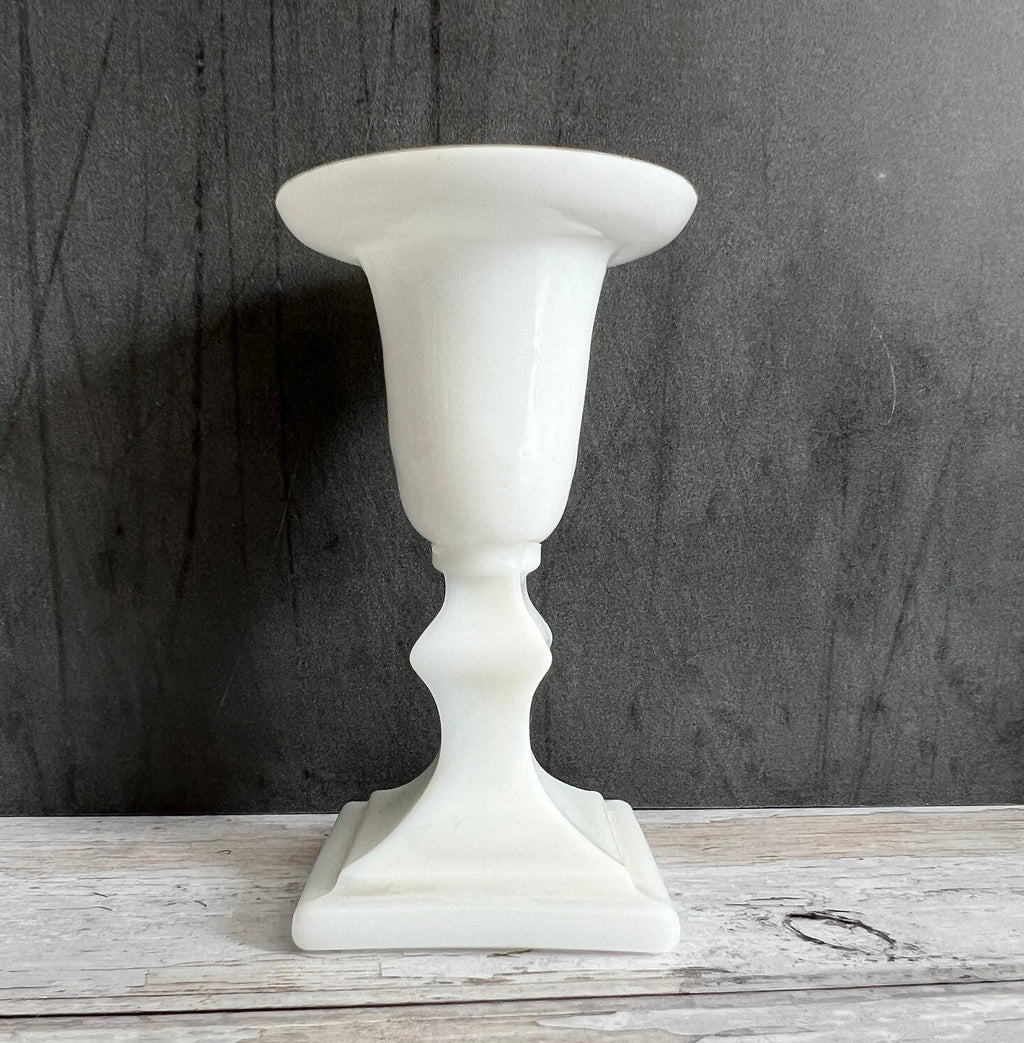Antique French Miniature Candlestick White Opaline Glass Circa 1860 Napoleon III