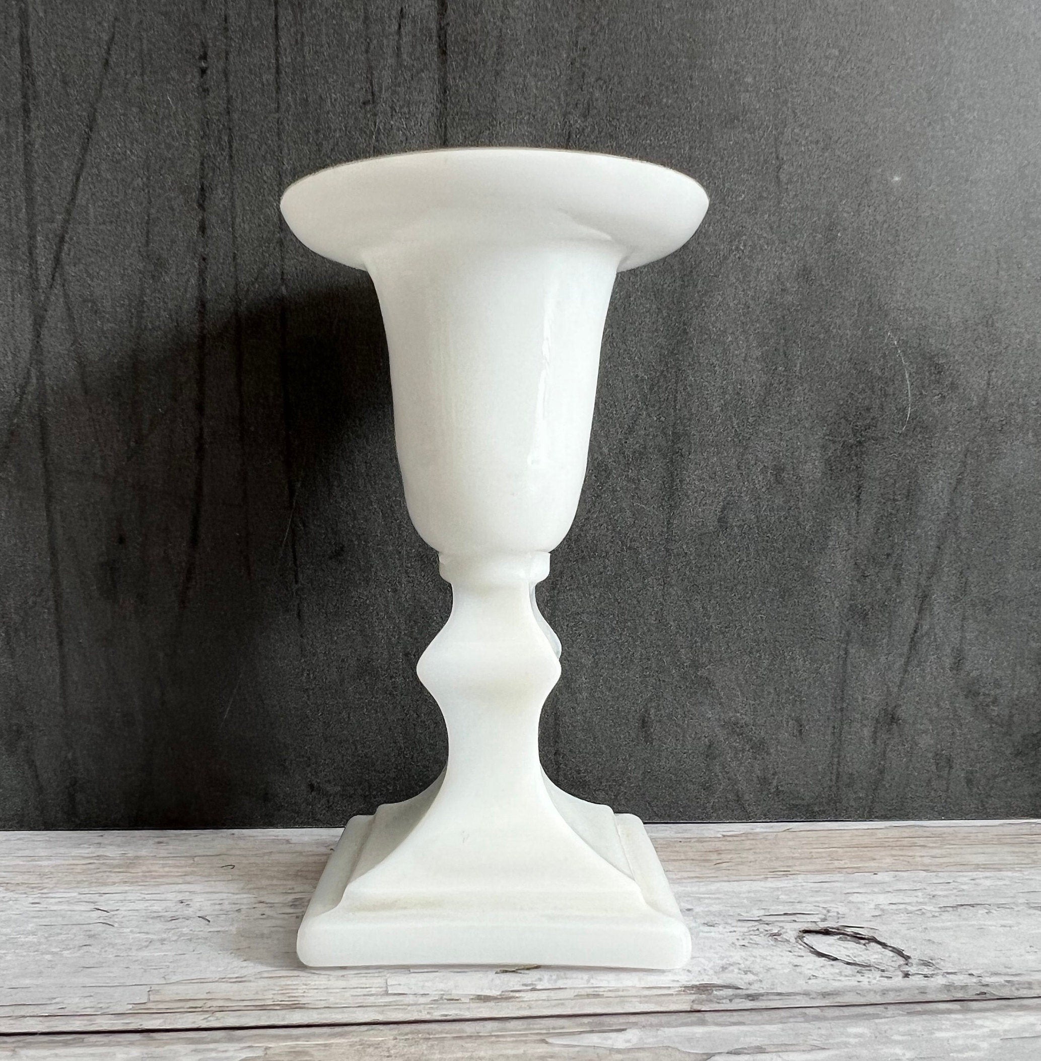 Antique French Miniature Candlestick White Opaline Glass Circa 1860 Napoleon III
