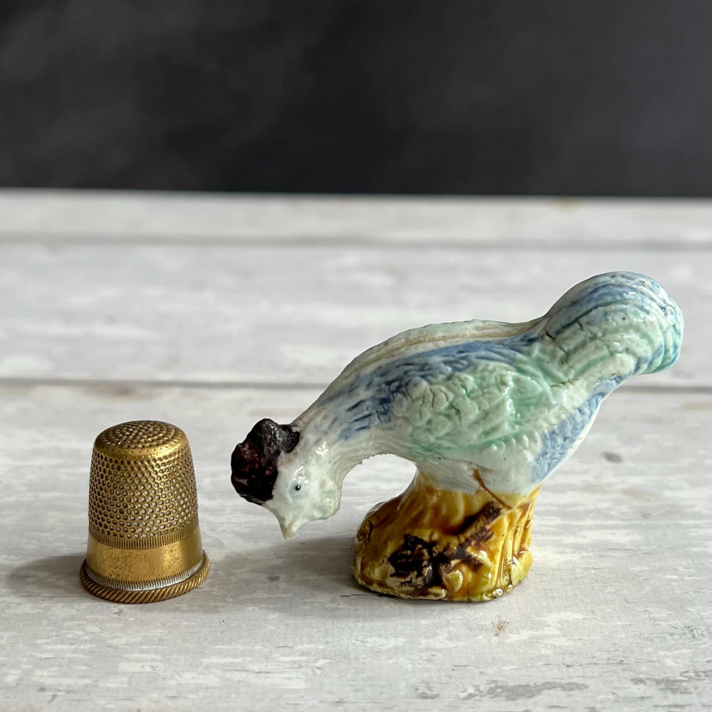 19th Century Miniature Porcelain Figure Rooster/ Cockerel Folk Art C 1880