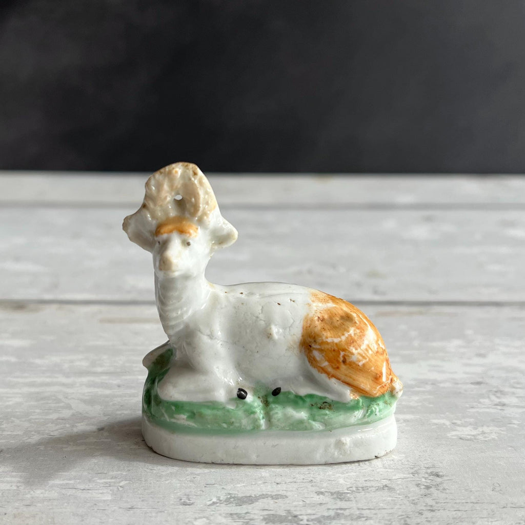 Antique Miniature Porcelain Figure Stag Deer Folk Art C 1880