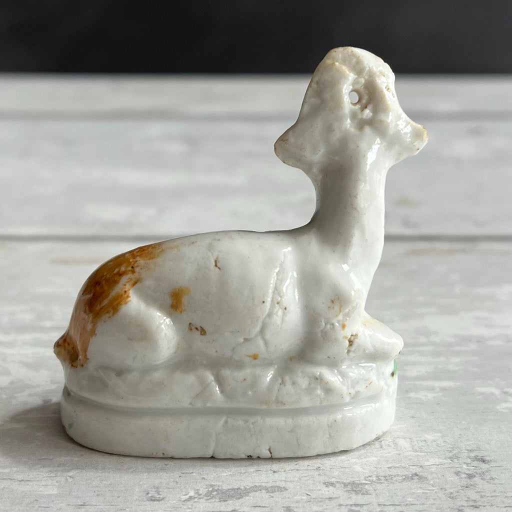 Antique Miniature Porcelain Figure Stag Deer Folk Art C 1880