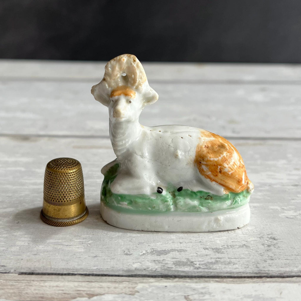 Antique Miniature Porcelain Figure Stag Deer Folk Art C 1880