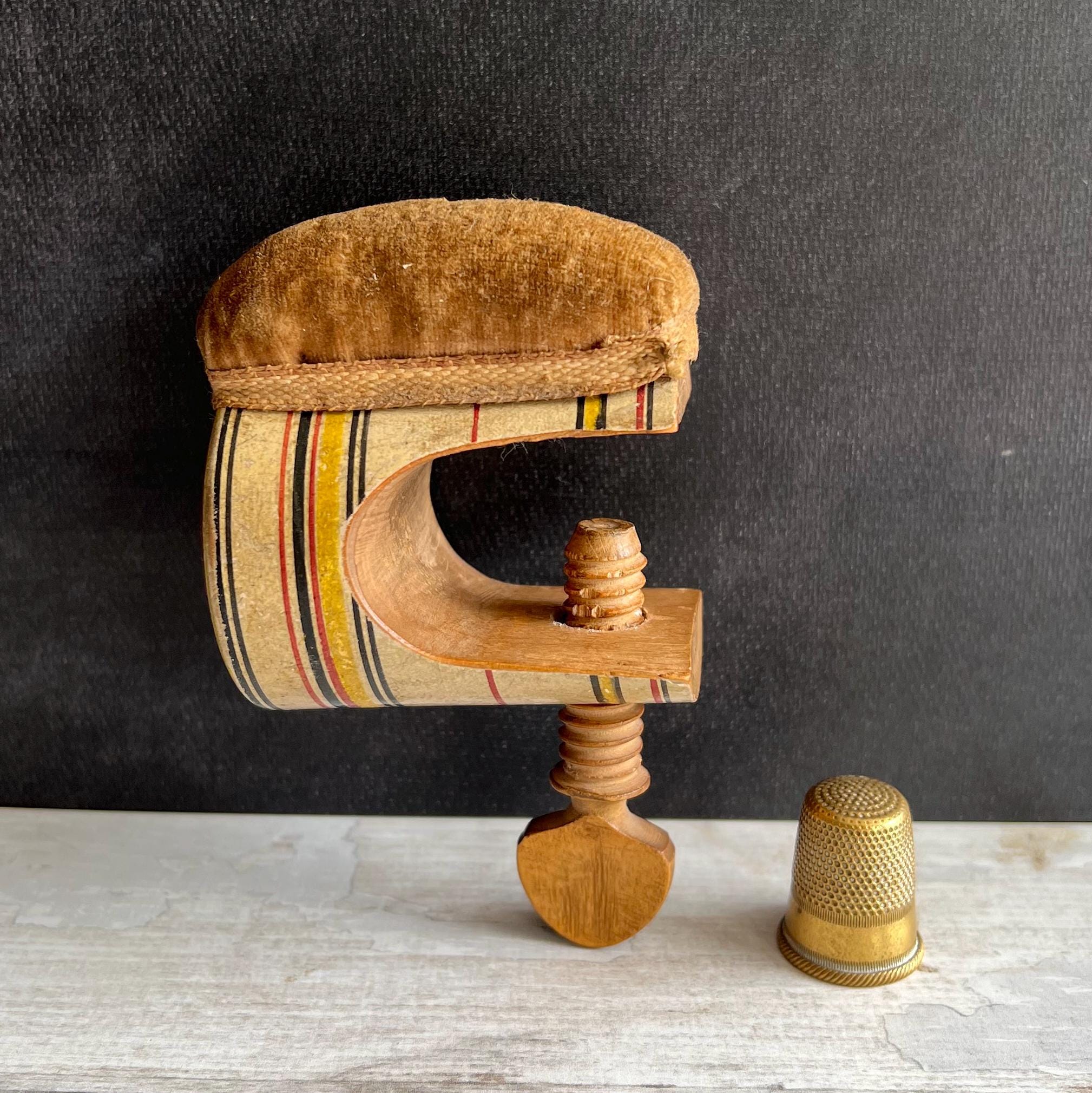 19th Century Sewing Clamp Faith Tunbridge Ware White Wood English C 1820