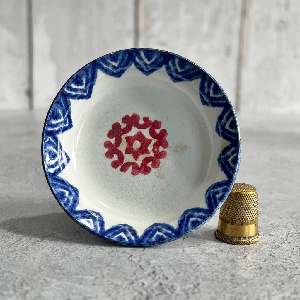 Miniature Spongeware Plate Doll Size C 1830 Spatterware