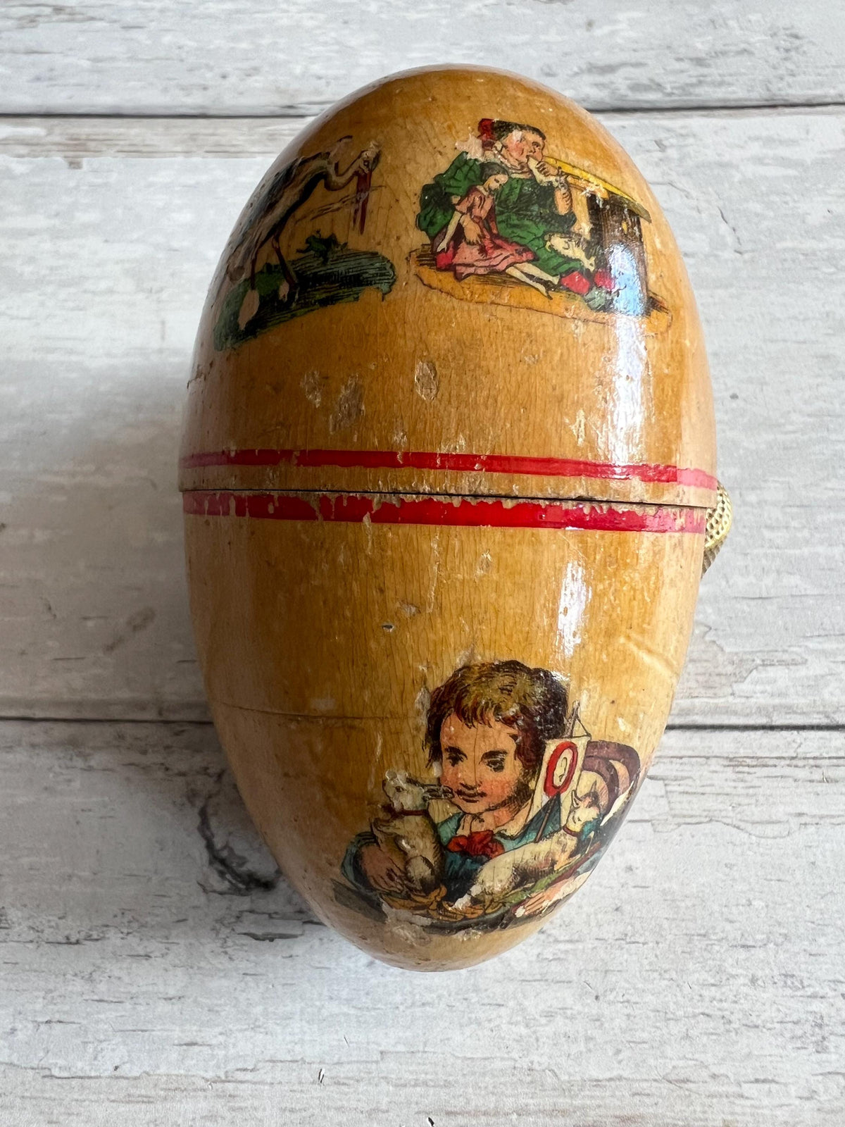 Egg Sewing Etui For Child With Contents Circa 1920s Doll Rabbit Puppy
