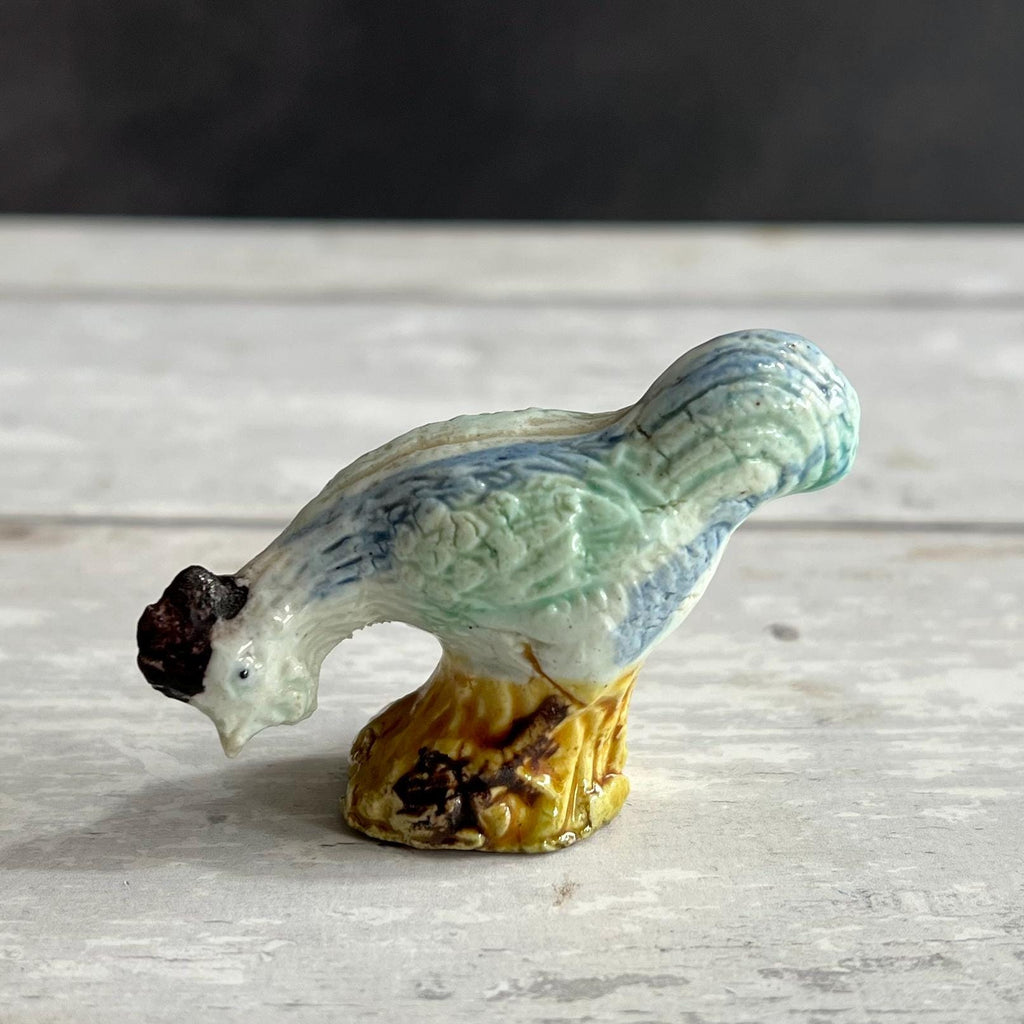 19th Century Miniature Porcelain Figure Rooster/ Cockerel Folk Art C 1880