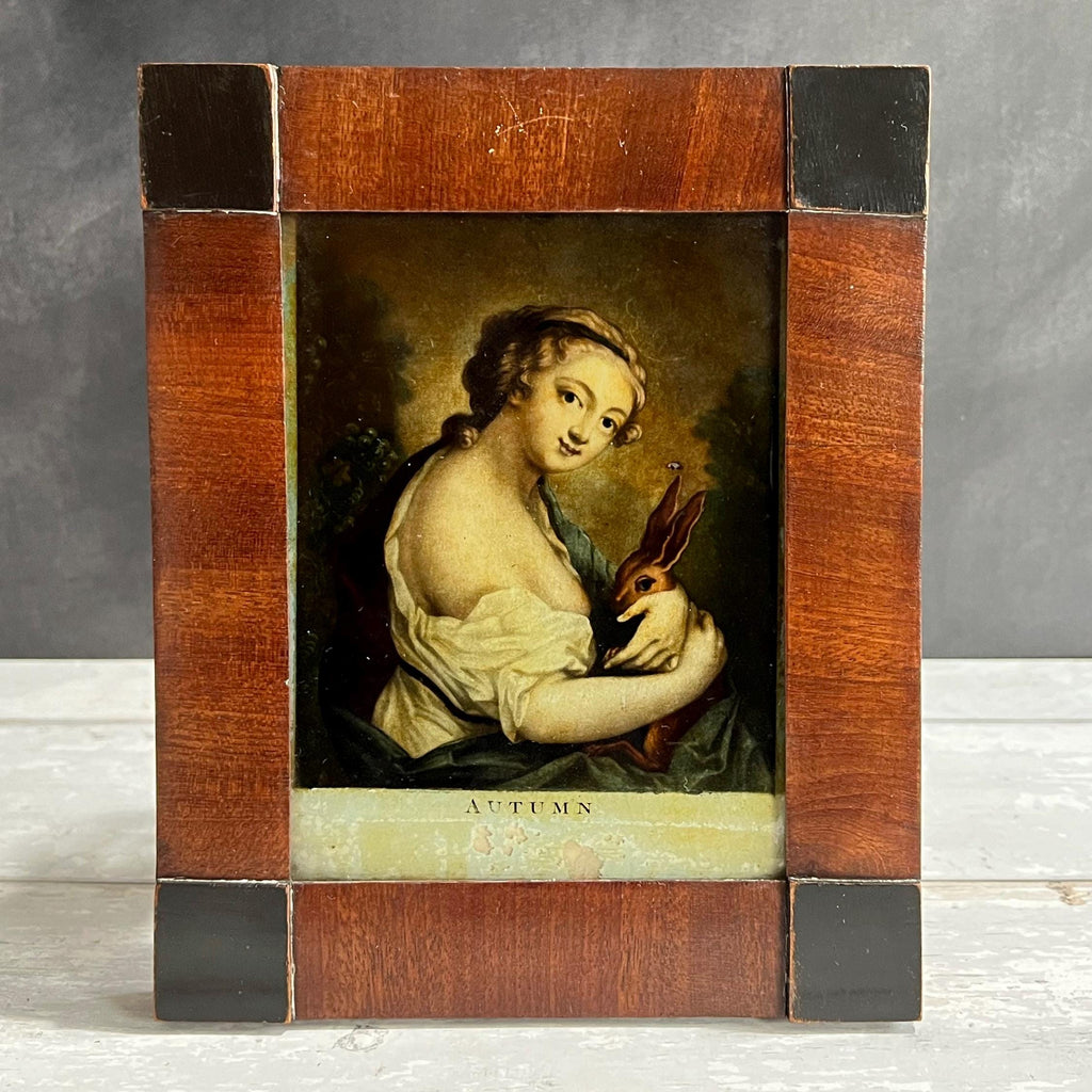 19th Century Reverse Print On Glass Autumn Mezzotint After Rosalba Carriera Circa 1820 AF
