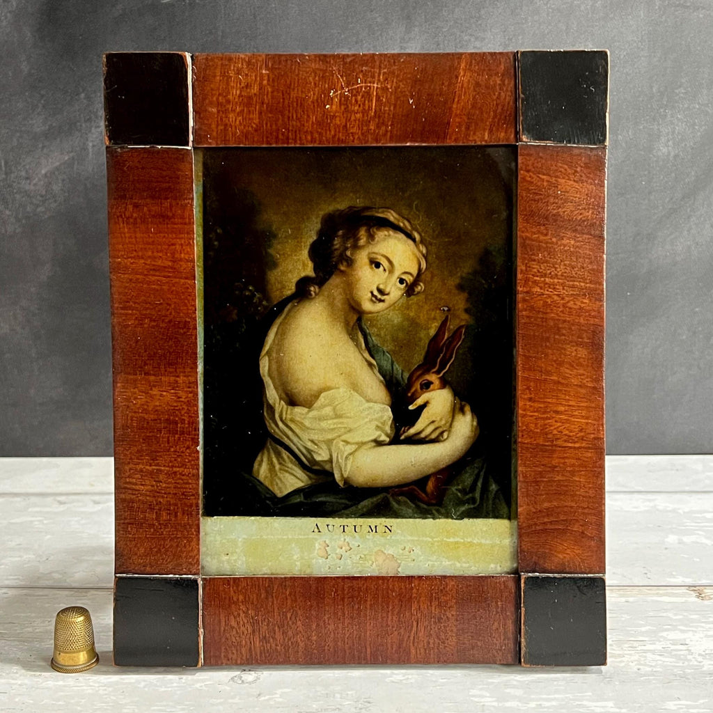 19th Century Reverse Print On Glass Autumn Mezzotint After Rosalba Carriera Circa 1820 AF